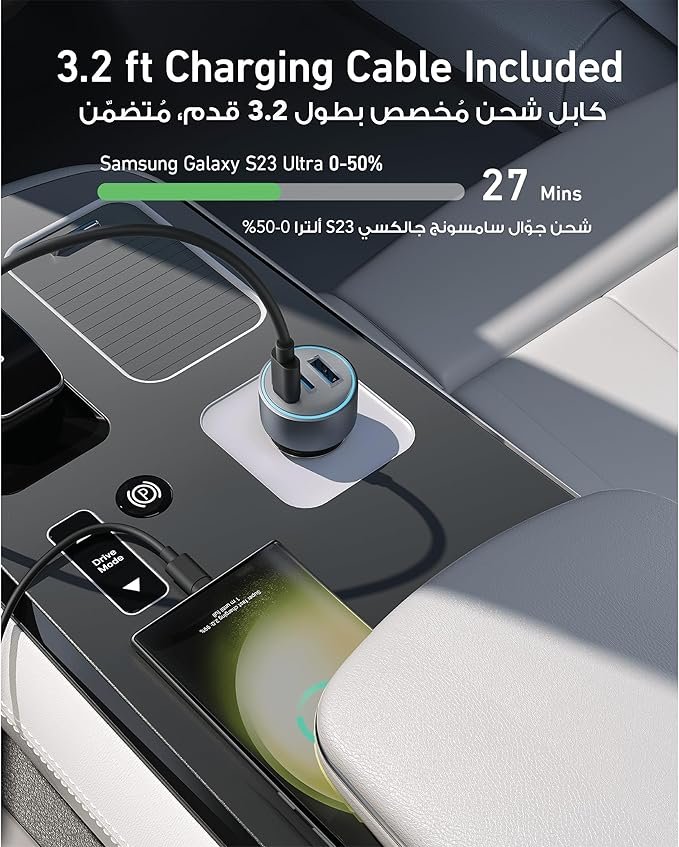سريع مُدمج وقوي 67 واط Anker USB-C شاحن سيارة بلاث منافذ من انكر - Image 5